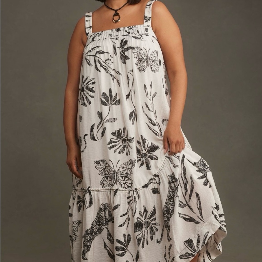 Floral Black and White Women's Dress